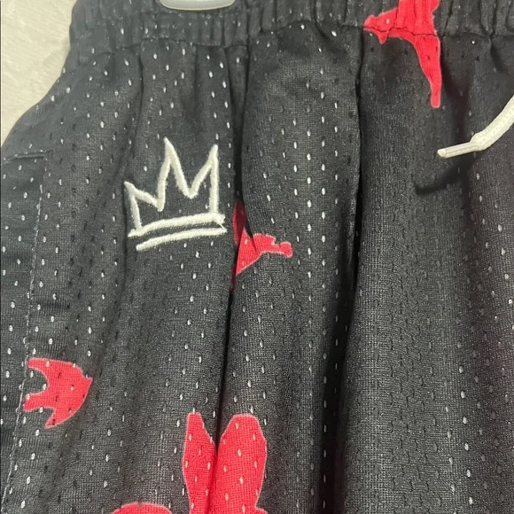 Black Athletic Shorts with Red Crown Design for the Anime Lover - Picture 2 of 11